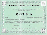 Certificado de FILIADO a Comunidade Monoteista Mundial, após ser Consagrado ao Ministério