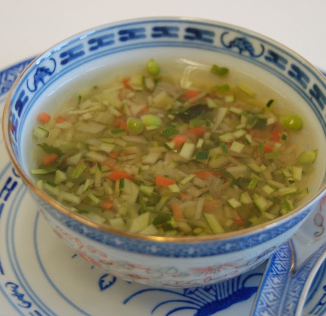 Kits Chow 366. Vegetable broth with brunoise vegetables Recipe