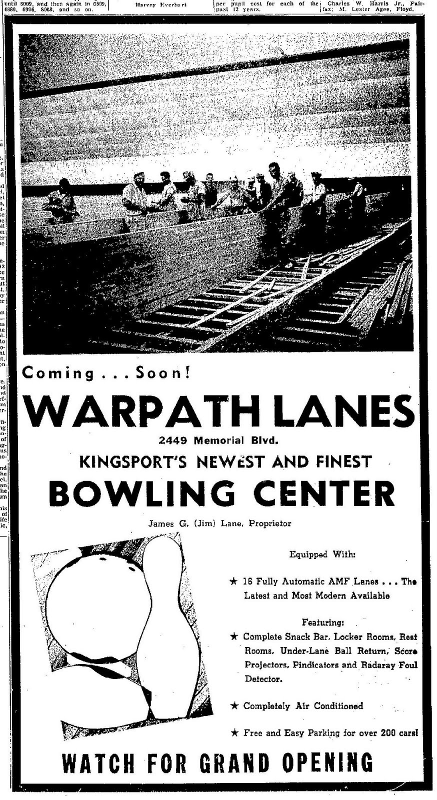 Vince Staten Kingsport's Bowling Boom 1960