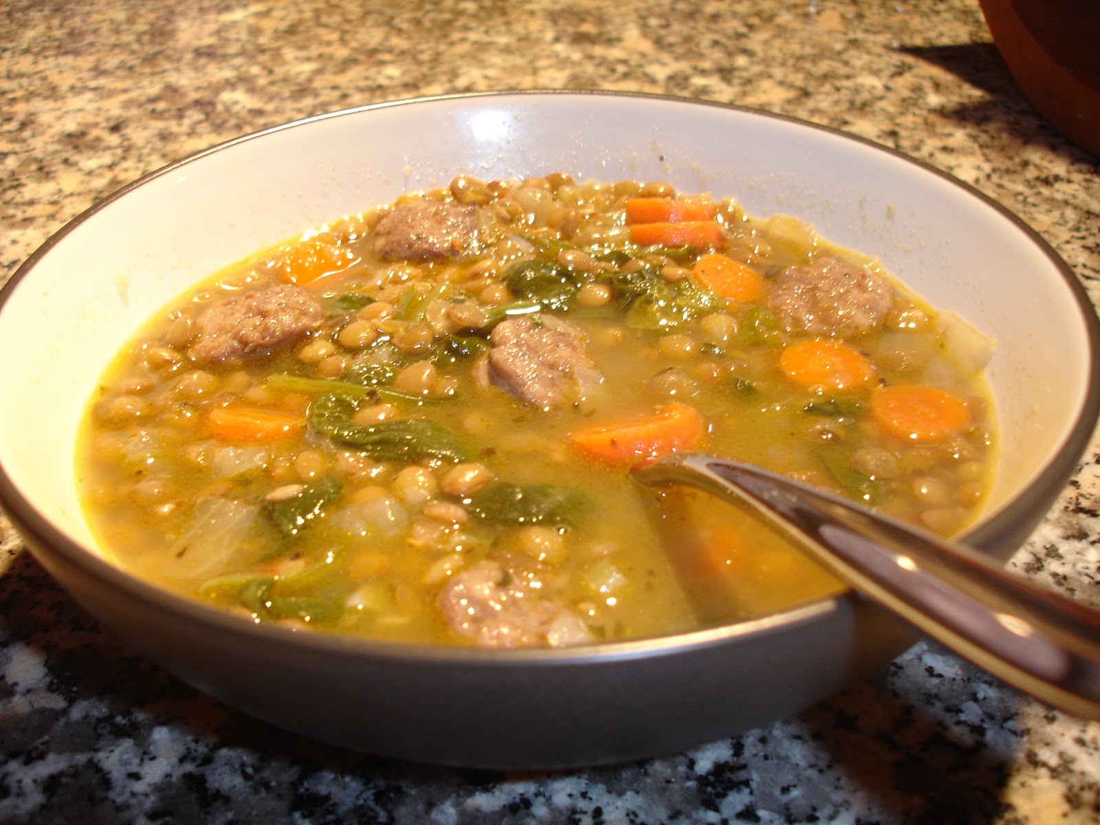 Runner Foodie Lentil Soup with Spicy Italian Sausage