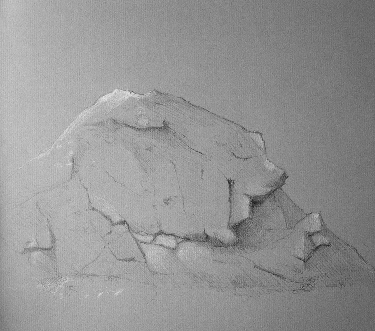 Study of a large rock, Blue