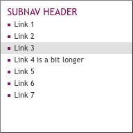 Single-column subnav list.