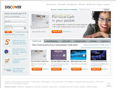 Discovercard.com Login page