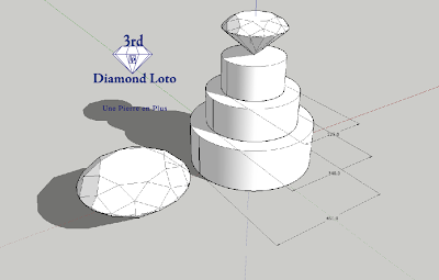 バランスが美しいダイヤモンドケーキの3D図面です。