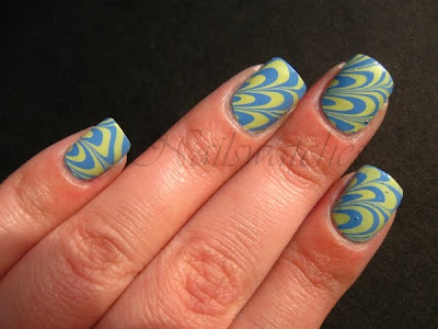 Watermarble with Orly Snowcone and Lemonade orly sweet collection lemonade snowcone watermarble inspired by flounder botje the little mermaid nail polish nailswatches