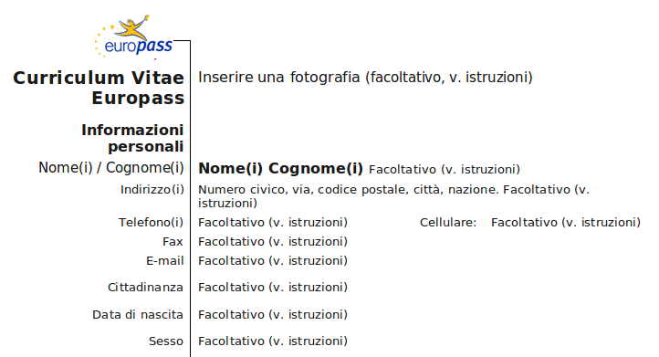 modelli curriculum vitae formato europeo compilati