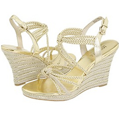we have a sassy pair of Michael Kors gold summer wedges submitted by Jen