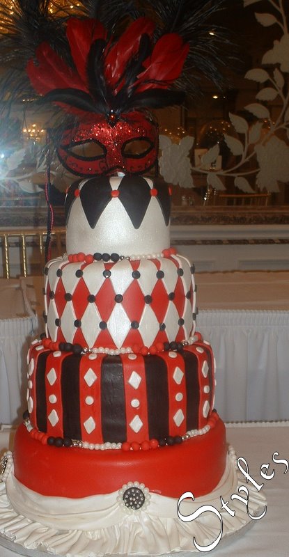 Cakes By Styles Sweet Sixteen Red Black Masquerade Theme Cake