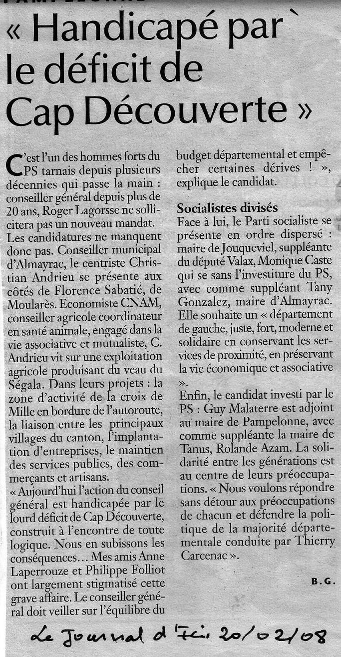 Le Journal d'Ici du 20/02/2008
