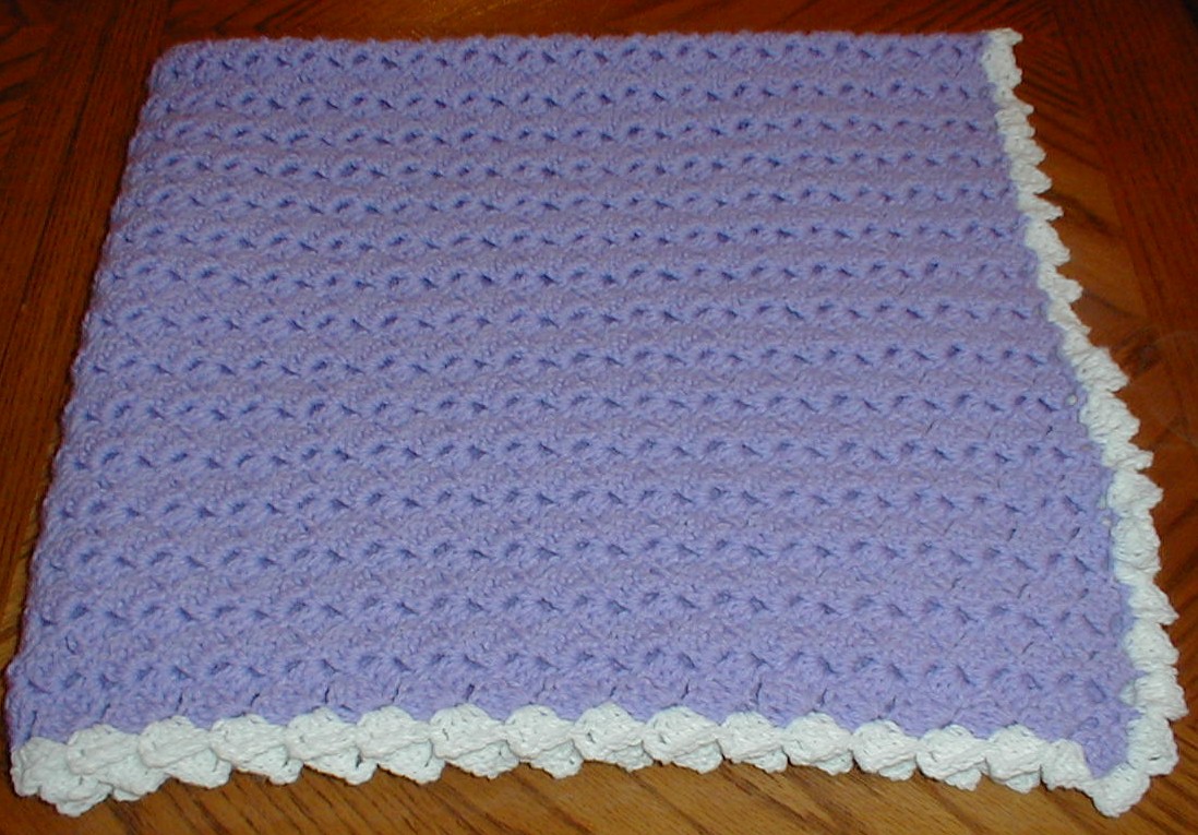 Karens Crocheted Garden of Colors Lavender Baby Blanket