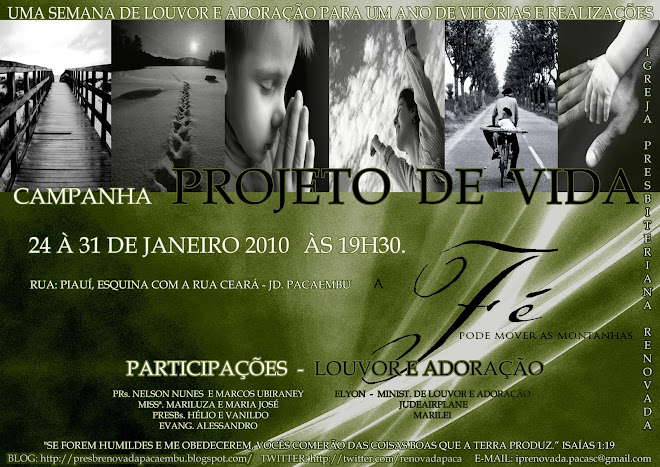 Campanha PROJETO DE VIDA