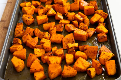 roasted butternut squash cubes