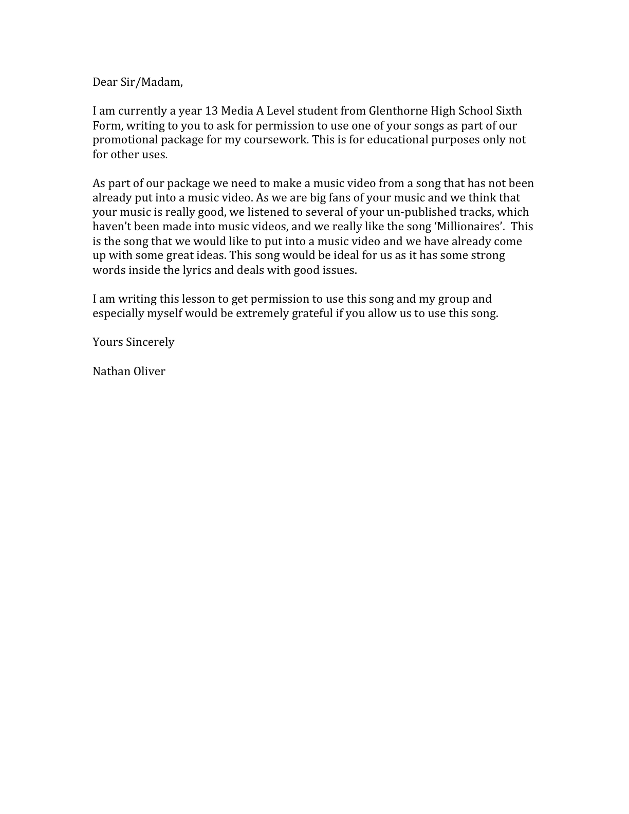 letter of permission levelings letter of permission levelings