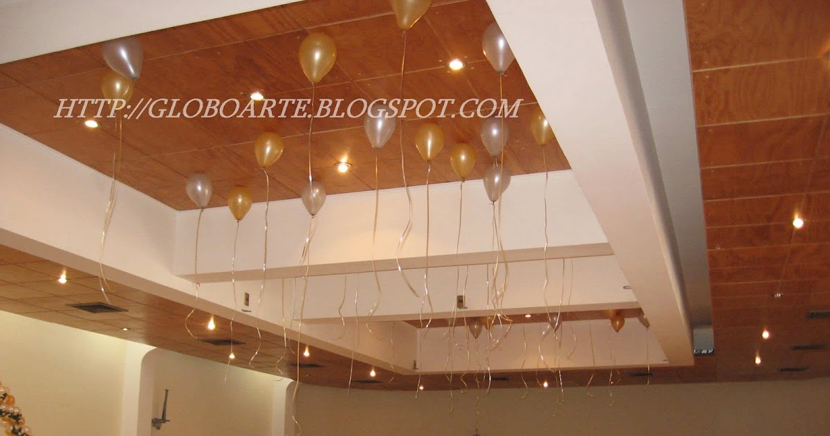 Decoracion con globos: TECHO CON GLOBOS CON HELIO