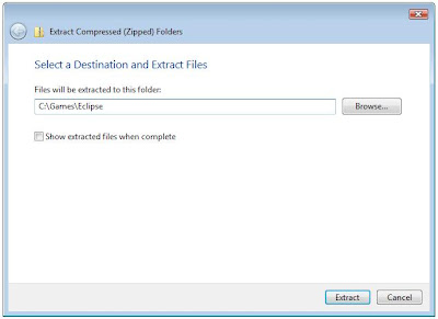 Zip program for extracting the game