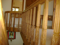 Carved teak wood stair posts