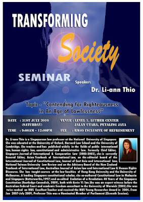 poster: Transforming Society by Dr. Li-ann Thio