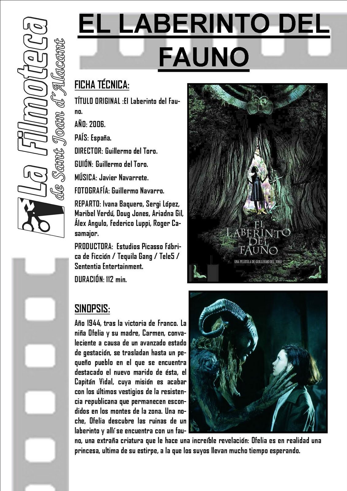 La Filmoteca De Sant Joan D Alacant El Laberinto Del Fauno De Guillermo Del Toro