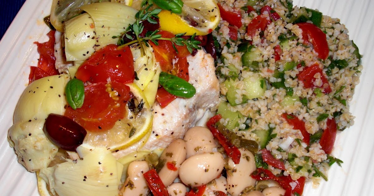 Kahakai Kitchen Swordfish Baked in Foil with Mediterranean Flavors and