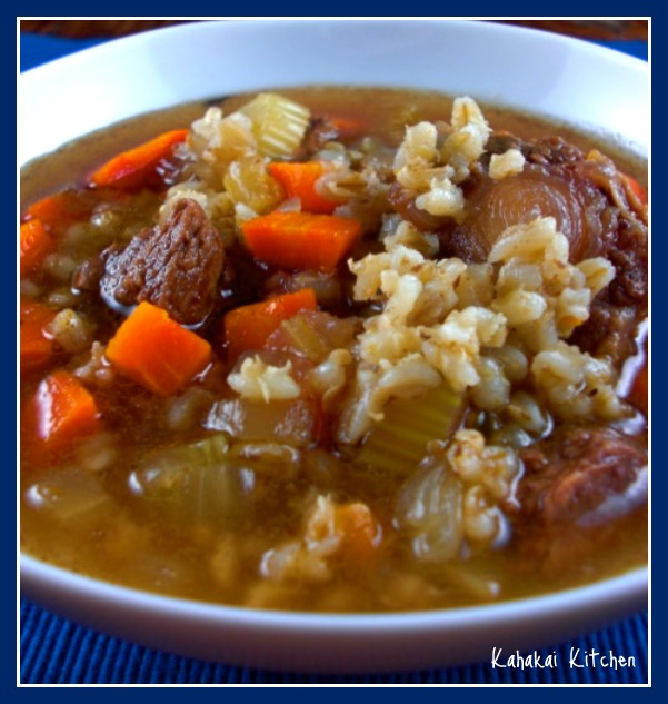 Kahakai Kitchen Ina's Rich Beef Barley Soup for Souper (Soup, Salad