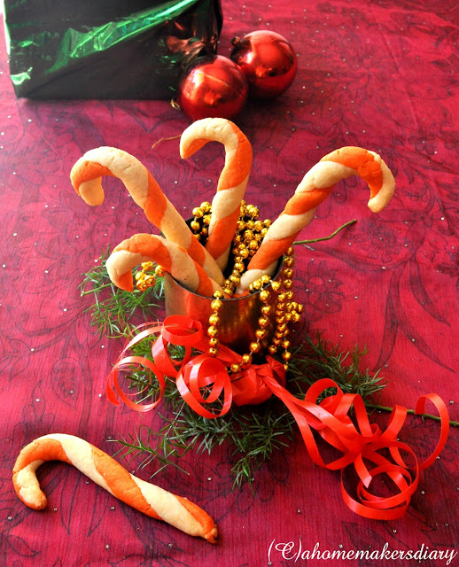 Candy Cane Cookies (Eggless) A Homemaker's Diary