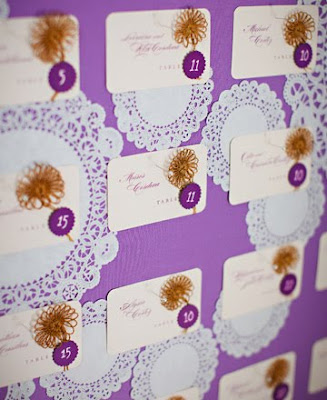 Doily Escort Card Display on The Knot Doily Escort Card Display on The Knot