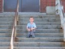 spencer on the school stairs