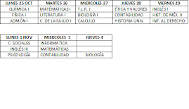 Rol de Exámenes del II parcial del 25 de Oct. al 4 de Nov. 2010.