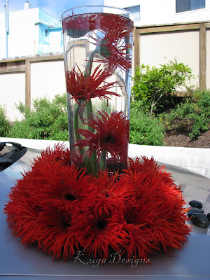 Red winter wedding centerpieces