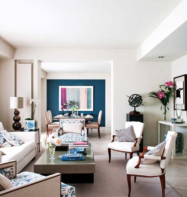 Interiores Casa: Salas de estar: Pared con acento Turquesa