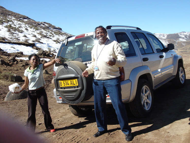 Snowy Lesotho mountains with Renga