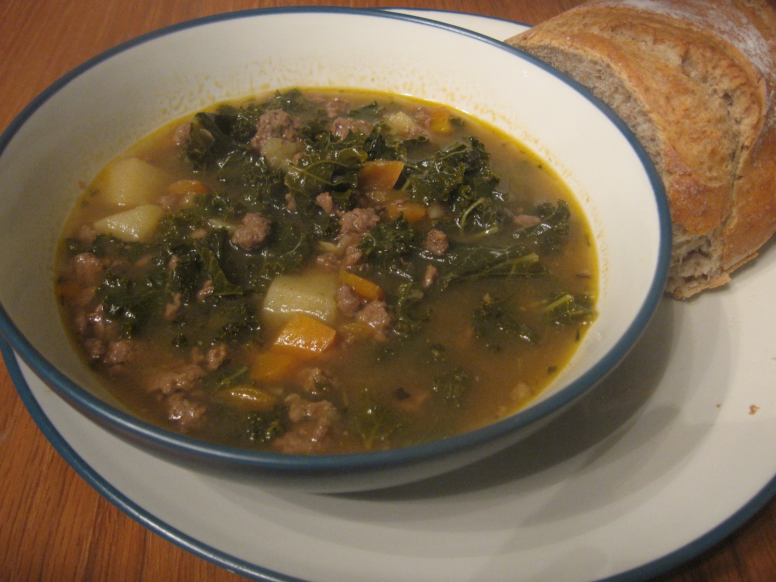 Aunt Bee's Garden Dark Days 2 Portuguese Sausage and Kale Soup (my