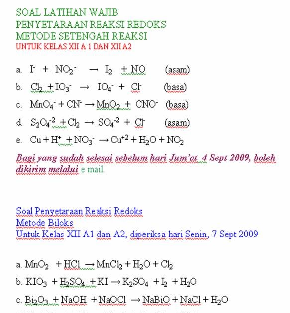 Soal Soal Ulangan Penyetaraan Reaksi Redoks Kls 12 Jawabanku Id