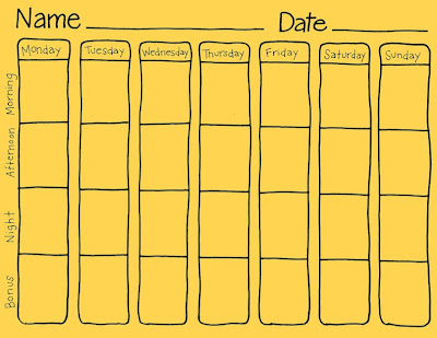 reward charts for children. Weekly chart: Works well for