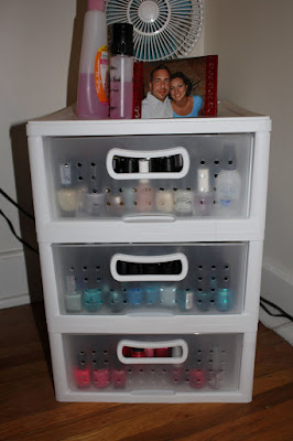 nail polish storage. Got this 3 drawer organizer at Target for $6!