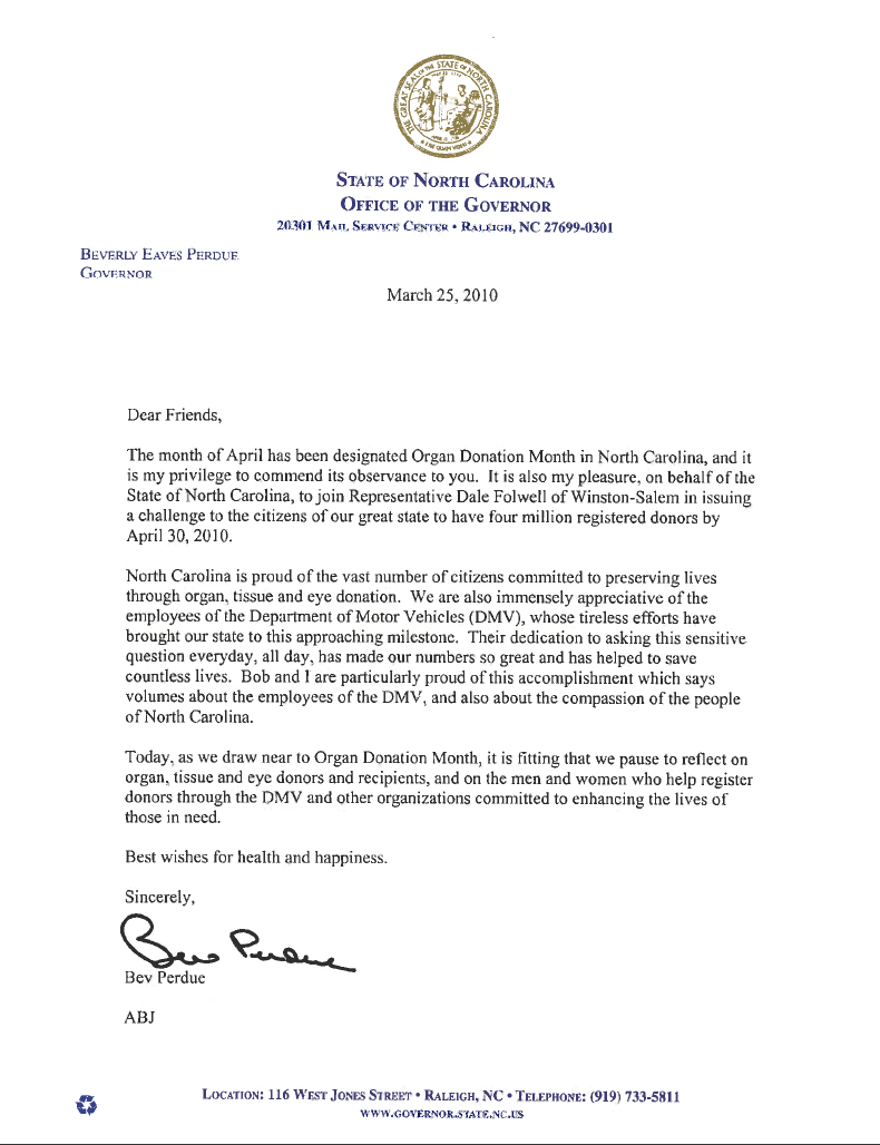 NATIONAL DONATE LIFE MONTH NORTH CAROLINANORTH CAROLINA