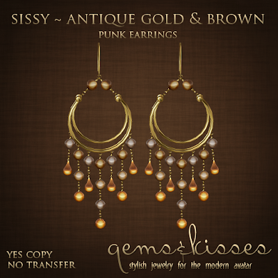 GB-Ferrero Stuff for members! Gems+&+Kisses+-+Sissy+-+Gold+&+Brown+-+Earrings