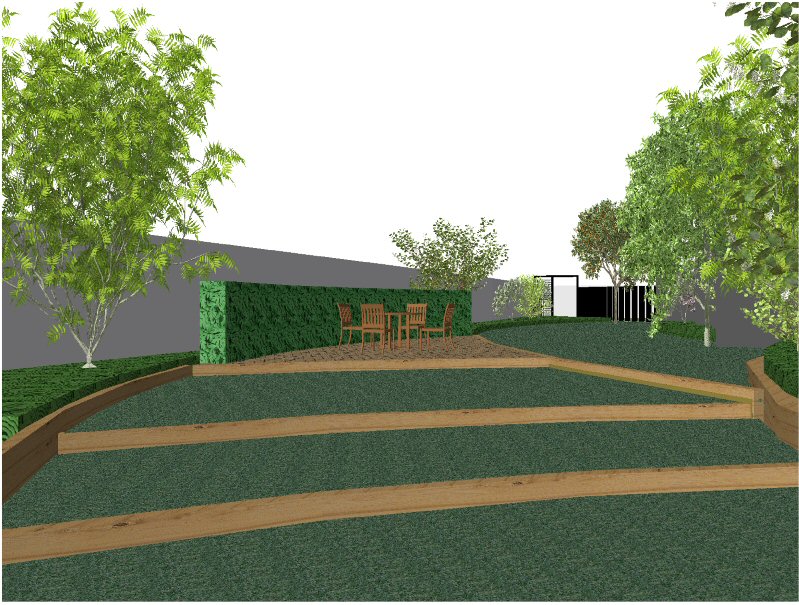 A Life Designing: Garden Design Ideas - Long, Narrow Garden, Woking, Surrey