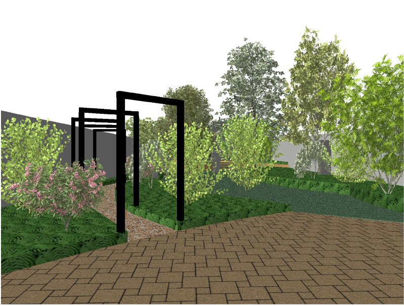 A Life Designing: Garden Design Ideas - Long, Narrow Garden, Woking, Surrey