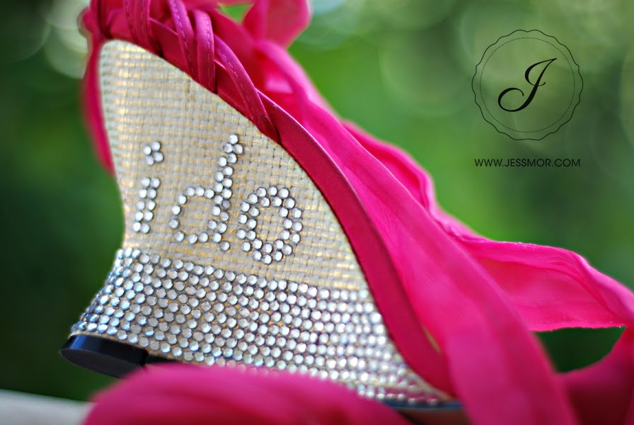 Bride Daniela pimped up the wedges of her pink bridal shoes with tiny 