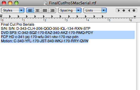 final cut pro 7.0.3 serial number mac