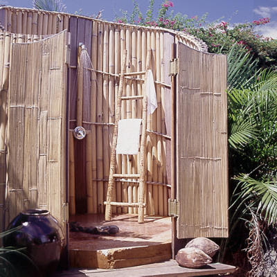 Outdoor Bathroom Designs on Coastal Living Here Is An Interesting Shower Made Of Bamboo
