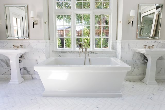 Herringbone Tile Pattern Bathroom