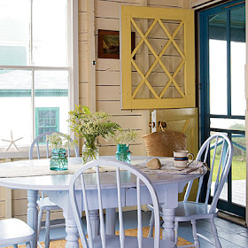 How My Mind Wanders {Yellow, Turquoise & White Kitchen} & A Barn-Style  French Door - The Inspired Room