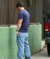 Mark Wahlber urinates in public during daylight