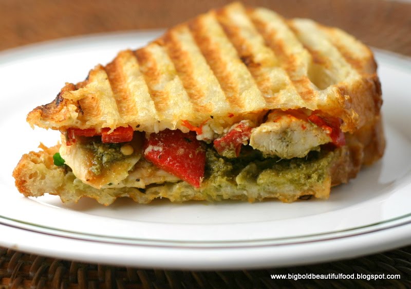 Big, Bold, Beautiful Food Grilled Chicken Panini with Roasted Red