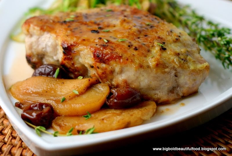 Big, Bold, Beautiful Food Pork Chops with Dried Cherries and Apples