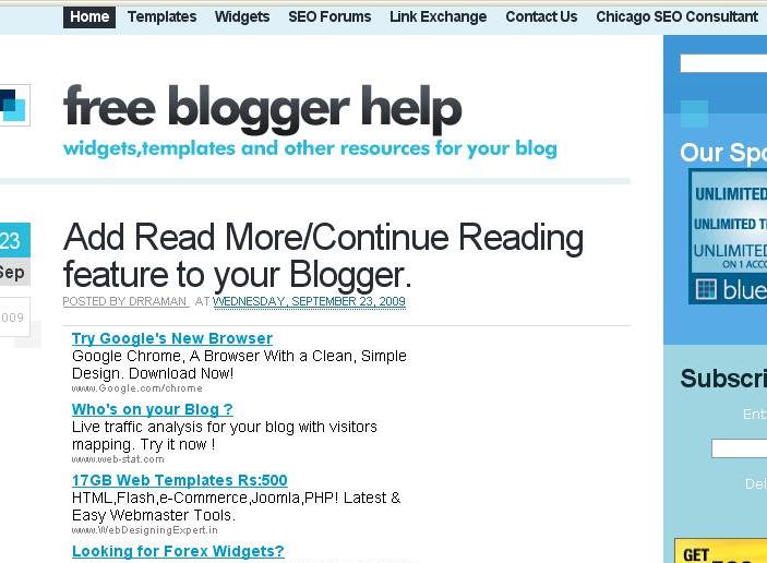 Visiting Free Blogger Help.