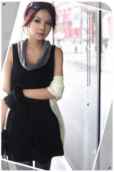 T04 Dropping Neck Cotton Sleevesless Blouse - Black
