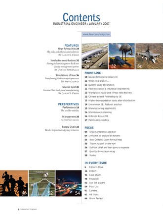 Industrial Engineer - January 2007 - Contents